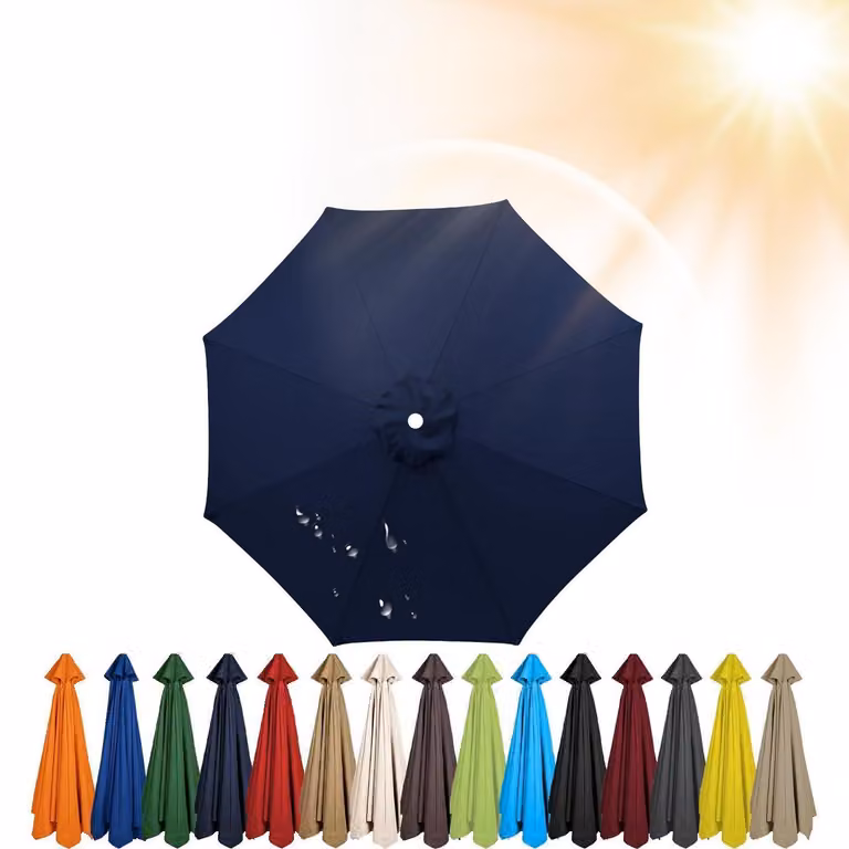 Copertura di ricambio per ombrellone, diametro 280 cm, colore blu navy, 6 stecche, protezione UV, resistente al vento