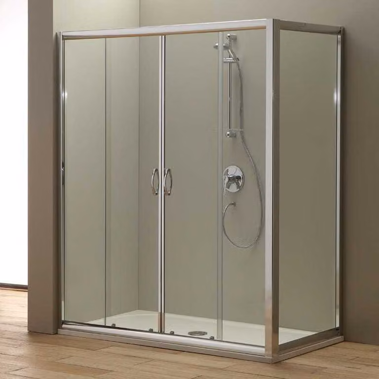 Porta doccia nicchia giada+anta fissa 160x80cm cristallo trasparente