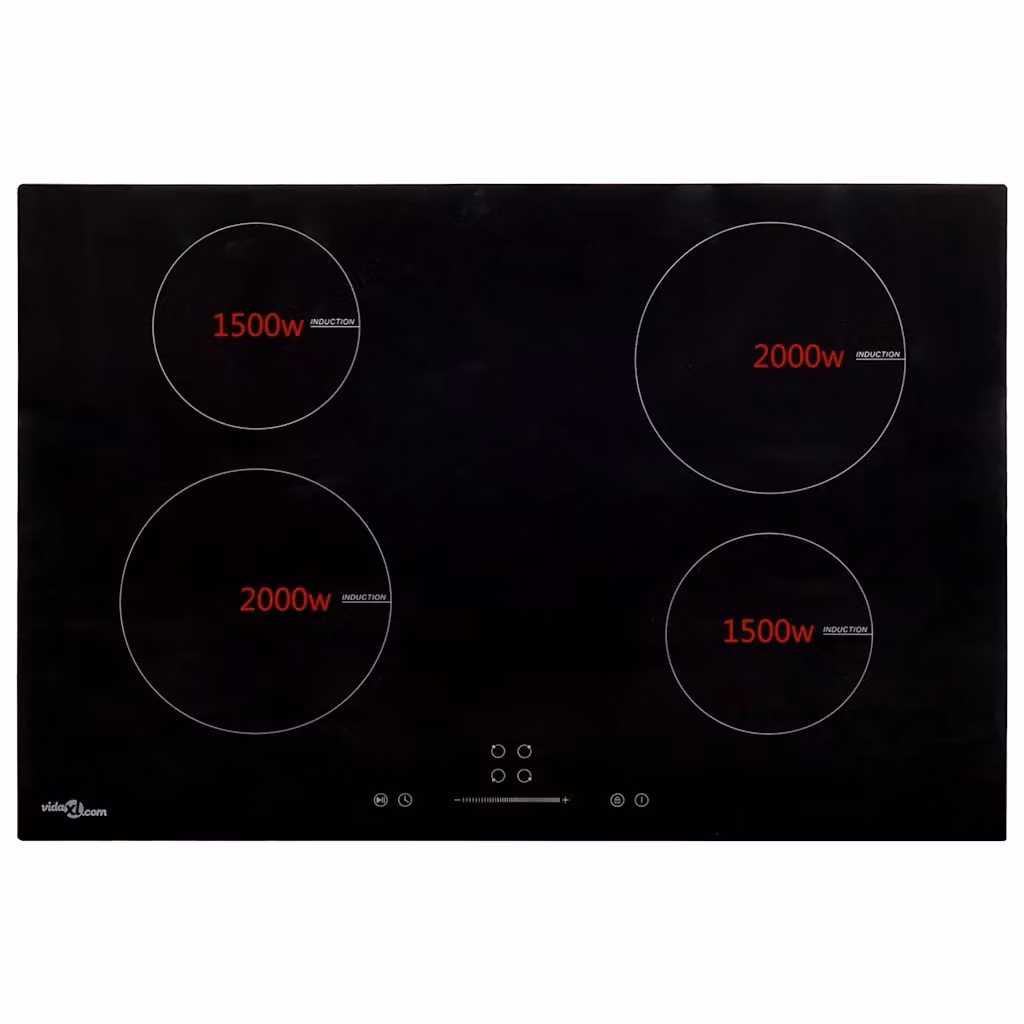Piano Cottura a Induzione Outsunny da 77 cm, Vetro Nero con 4 Zone e Comandi Touch – 2