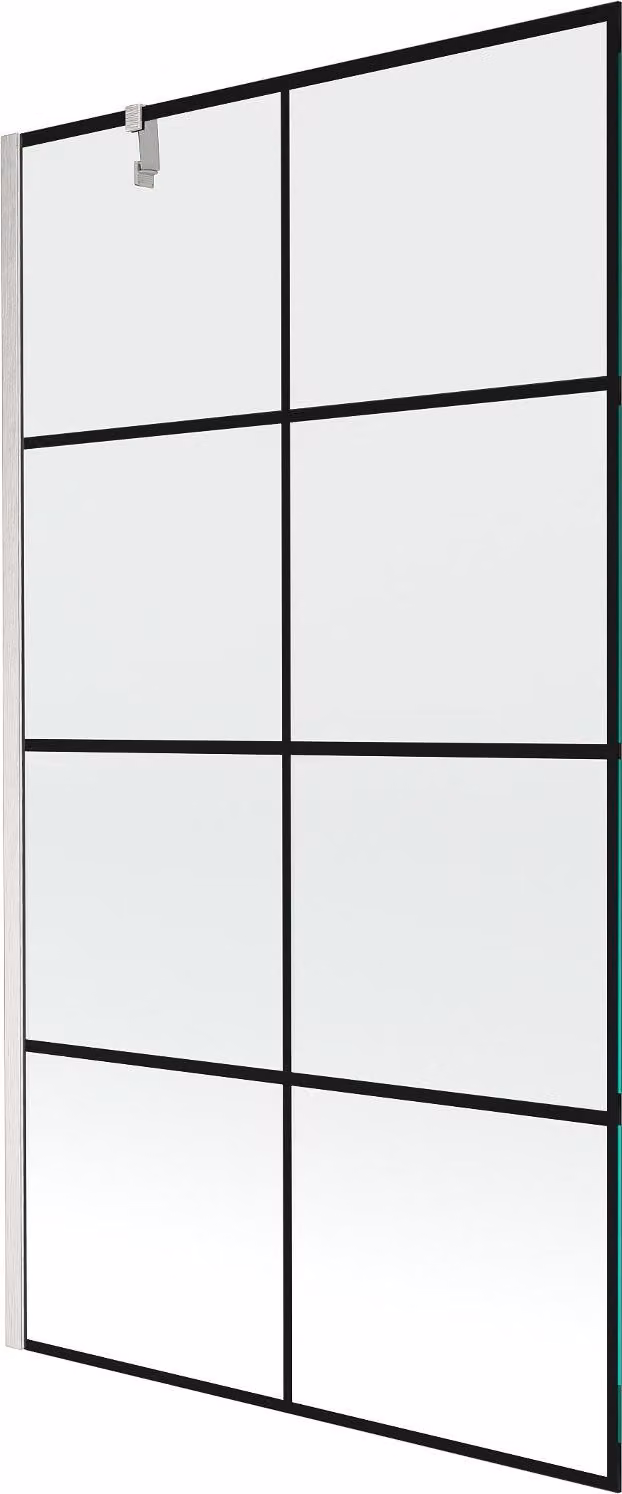 Mexen Next paratia da bagno 1-anta 100 x 150 cm, griglia nera, nichel spazzolato - 895-100-000-00-77-97