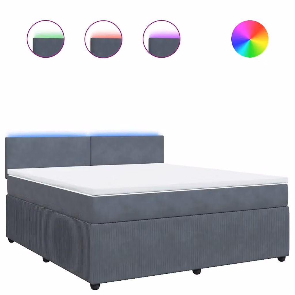 Letto Ibrido vidaXL con Materasso a Molle Insacchettate e Struttura in Velluto Grigio e Bianco L/P: 180 x 200 cm – 2