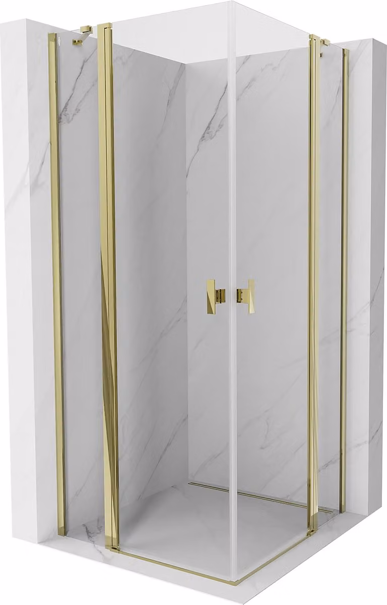 Mexen Mist Duo cabina doccia apribile 75 x 75 cm, trasparente, oro - 8A4-075-075-50-00