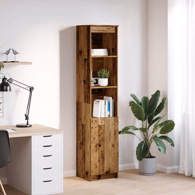 Credenza stile rustico vidaXL in legno marrone con ripiani interni e ante a battente L/P/H: 37,5 x 35 x 180 cm