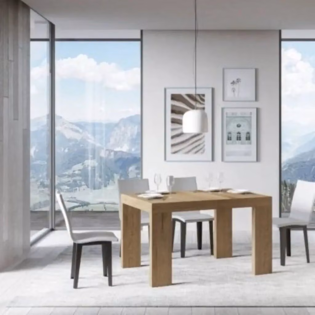 Tavolo rettangolare allungabile Roxell colore marrone quercia natura con piano in laminato MDF e struttura moderna per soggiorno o sala da pranzo – 2