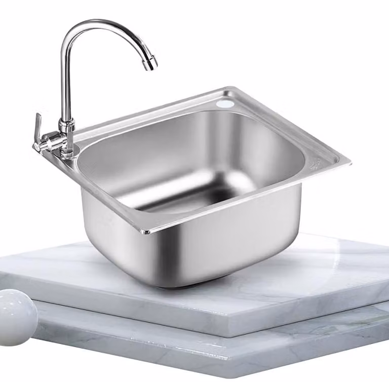 Lavabo in acciaio inossidabile con scarico removibile e contenitore per rifiuti incluso
