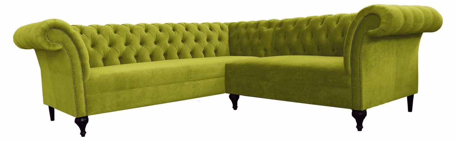 Chesterfield Ecksofa Eckcouch Designer Sofa Couch Samt Ledersofa SLIII Sofa №96