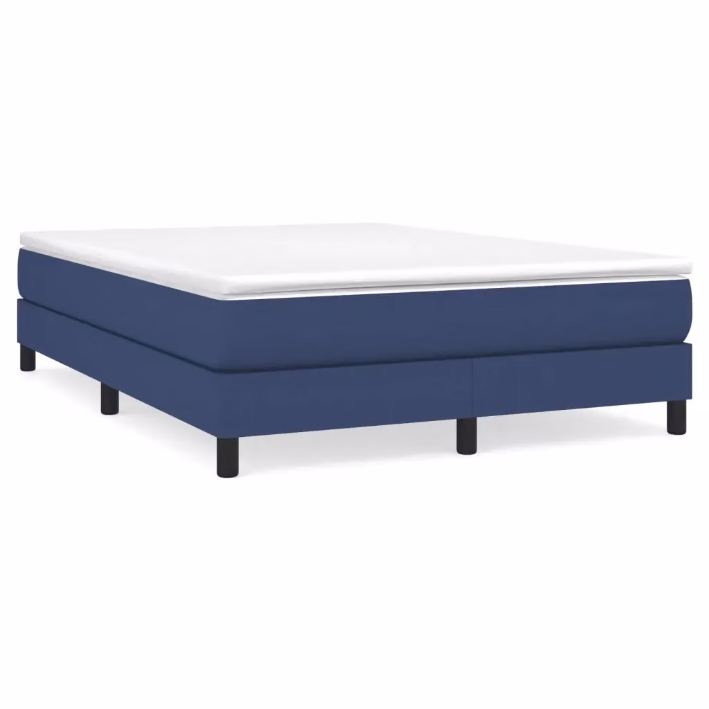 Letto Ibrido vidaXL con Giroletto a Molle e Materasso in Tessuto Blu e Bianco L/P/H: 190 x 140 x 25 cm – 2