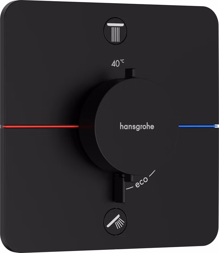 hansgrohe ShowerSelect Comfort Q thermostat, encastré, 2 consommateurs, rosace Soft Edge, avec combiné de sécurité, 15586670, 15586670