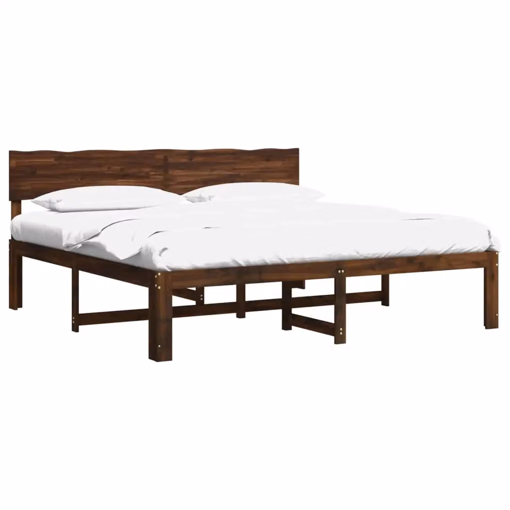Letto matrimoniale moderno vidaXL in legno di acacia marrone scuro L/P/H: 180 x 200 x 91 cm – 2