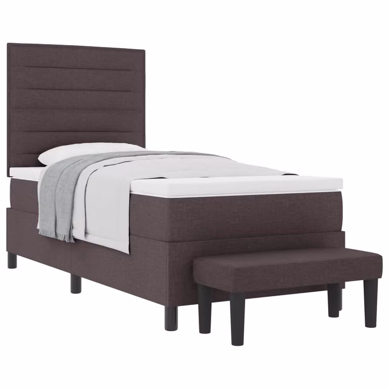 Letto ibrido con molle a tasche e testiera vidaXL in tessuto marrone, L/P: 90 x 190 cm