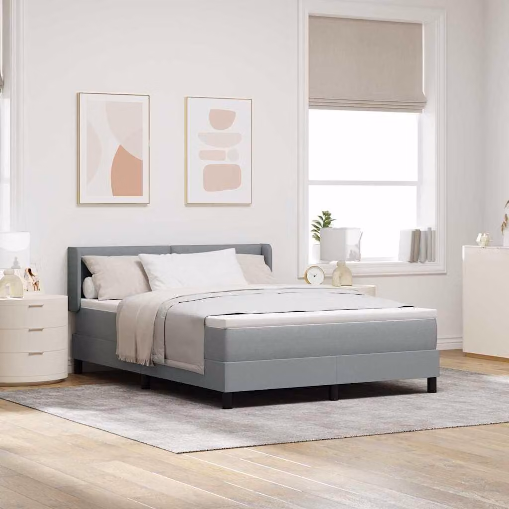 Maison Exclusive - Letto boxspring con testiera grigio chiaro 190 x 140 cm in tessuto