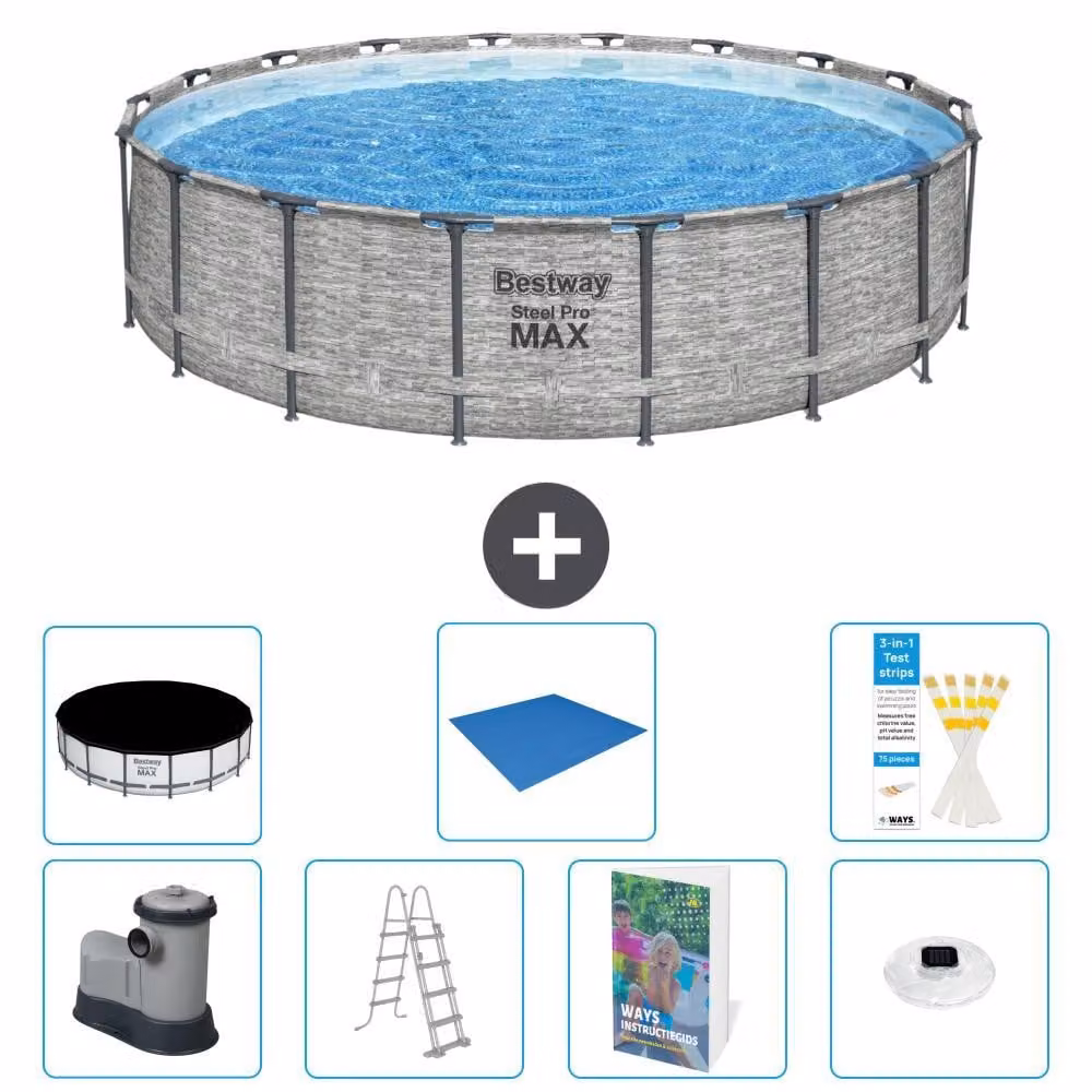 Piscina gonfiabile Bestway Steel Pro MAX, rotonda, 549x122 cm, composta da 6 parti, modello S596