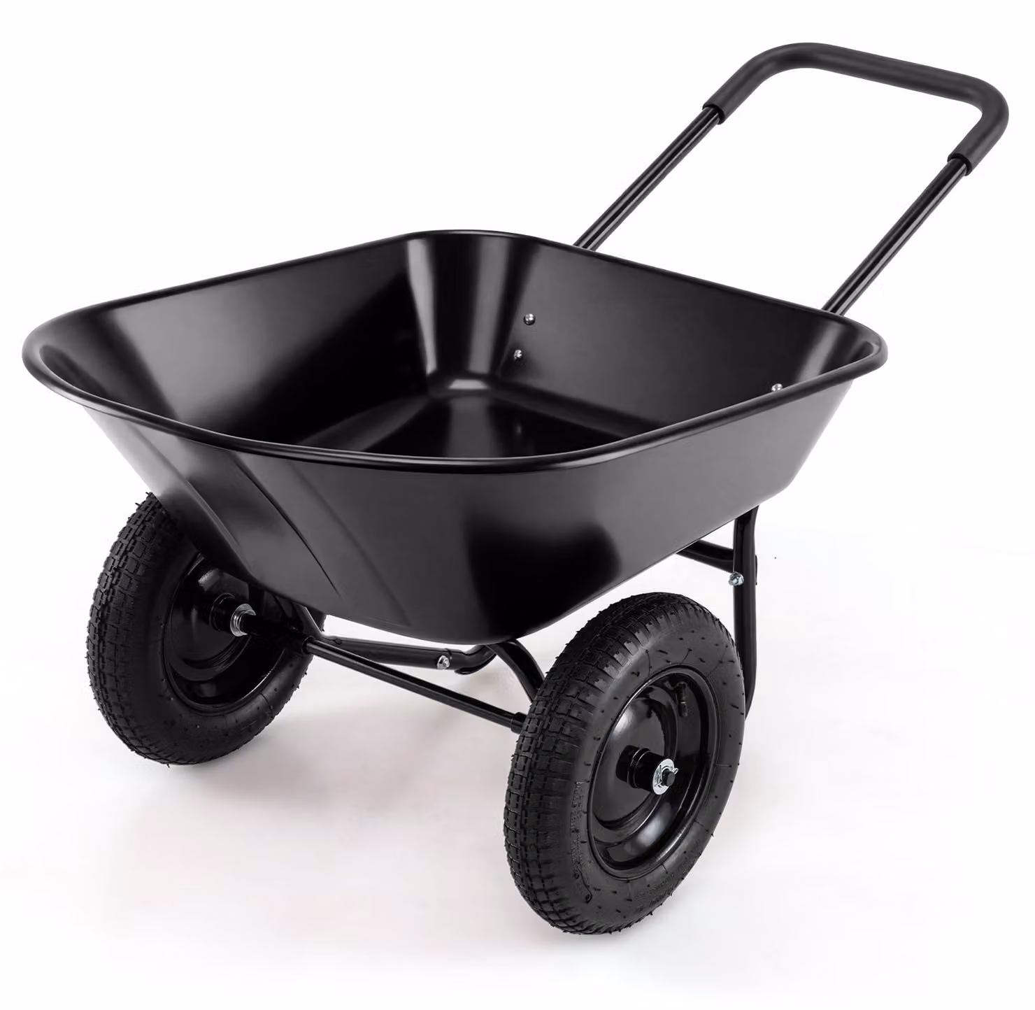 Carriola a due ruote COSTWAY da 78 L e 100 kg, con funzione di ribaltamento e ruote in gomma piena, carriola da giardino, carriola da cantiere, carriola da trasporto, in metallo 64x138x65 cm