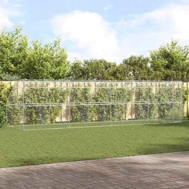 Set di 4 cuccie per cani vidaXL in metallo argentato resistente alle intemperie per giardino – 1