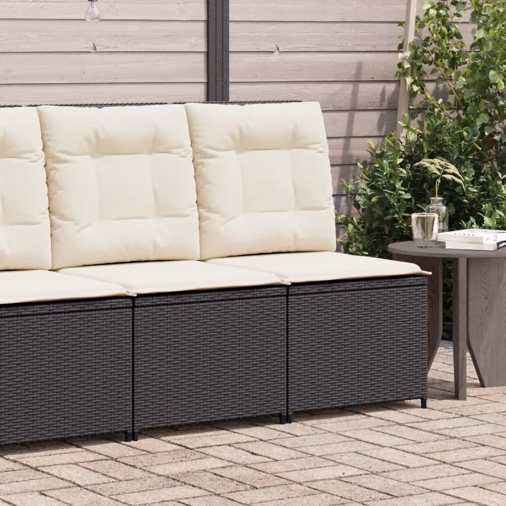 vidaXL Divano da Giardino Reclinabile in Polyrattan e Metallo con Cuscini, Nero e Bianco