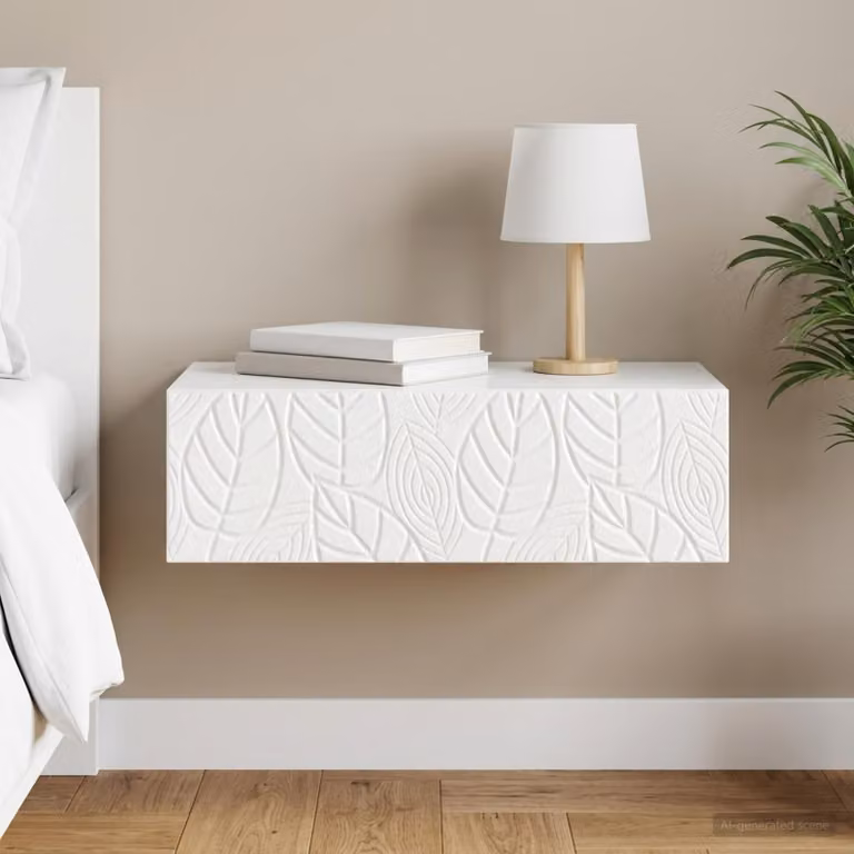 vidaXL Tavolino da Parete Laterale Moderno Bianco Lucido L/P/H: 59 x 34,5 x 17 cm
