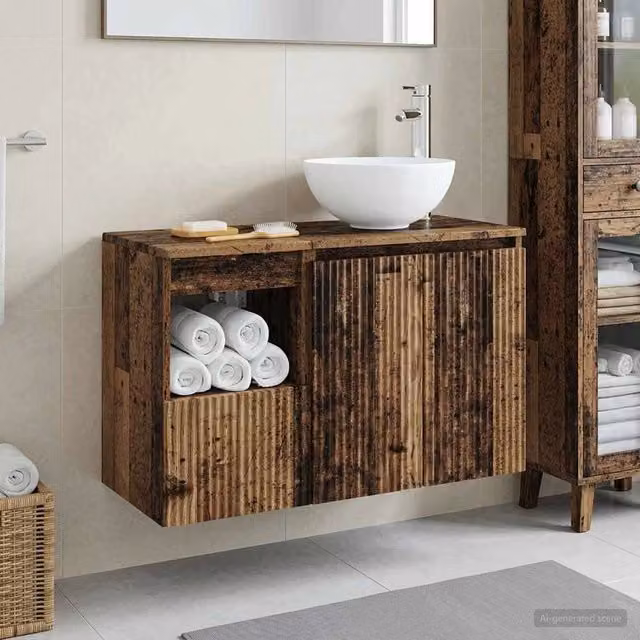 Set di mobili per il bagno 2 pz Legno antico 3404042