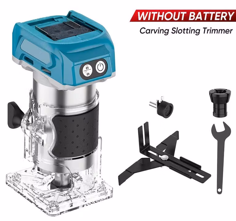 Fresatrice per legno - Fresatrice verticale/fresatrice per bordi - Motore brushless - Alimentazione a batteria da 18 V - Senza batteria - A mano - Braun