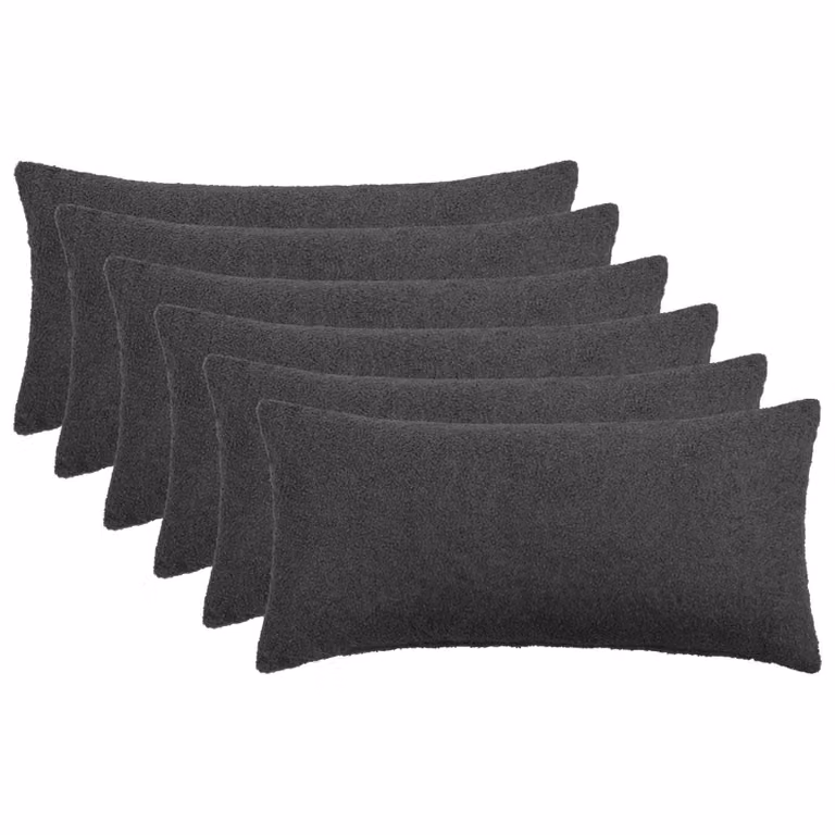 Set di 6 federe vidaXL HEERLEN in tessuto bouclé grigio, L 80 x P 40 x H 40 cm