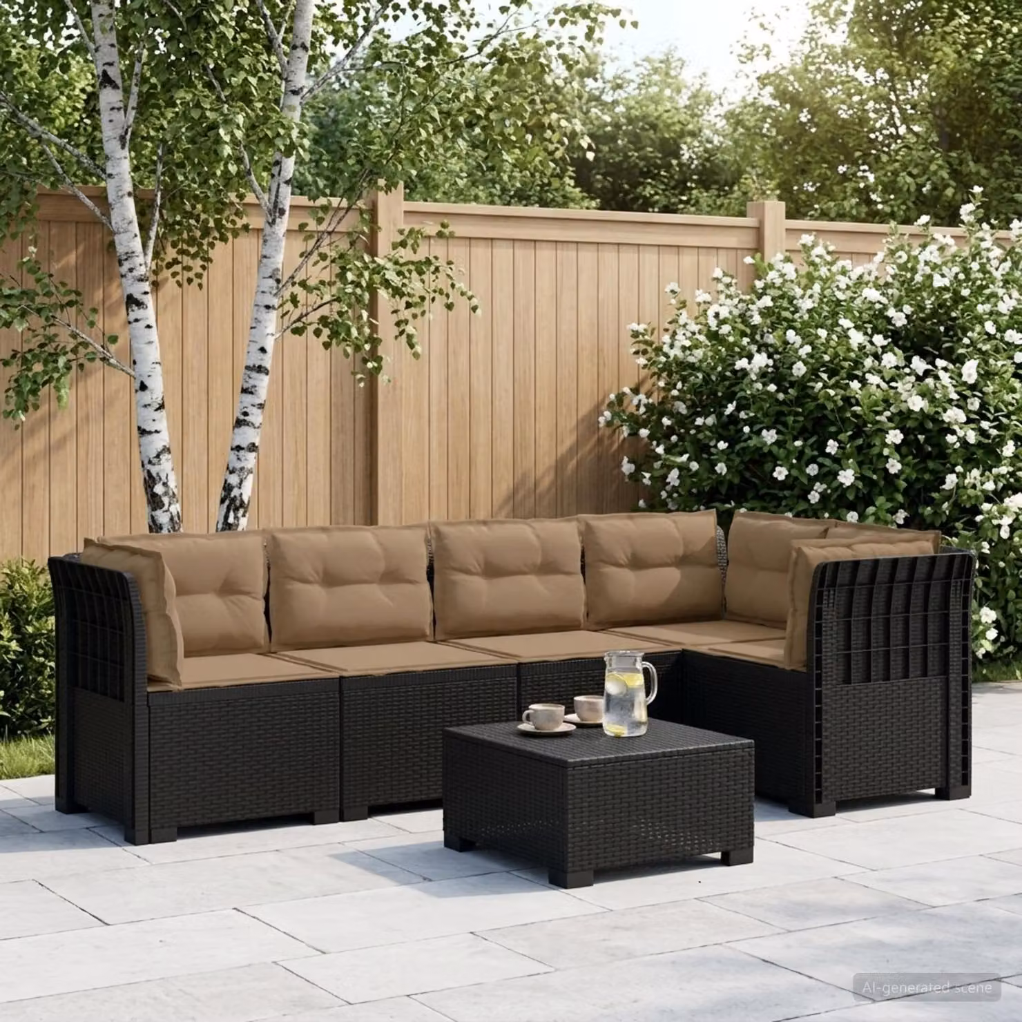 vidaXL Divano da Giardino Angolare a L in Polyrattan con Cuscini, Resistente alle Intemperie e ai Raggi UV, Colori Antracite, Beige e Marrone