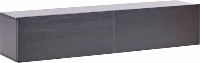 Mobile Porta TV a parete BELIANI nero con finitura opaca e dettagli in legno, design minimalista per soggiorno, L: 140 cm, P: 32 cm, H: 30 cm – 1