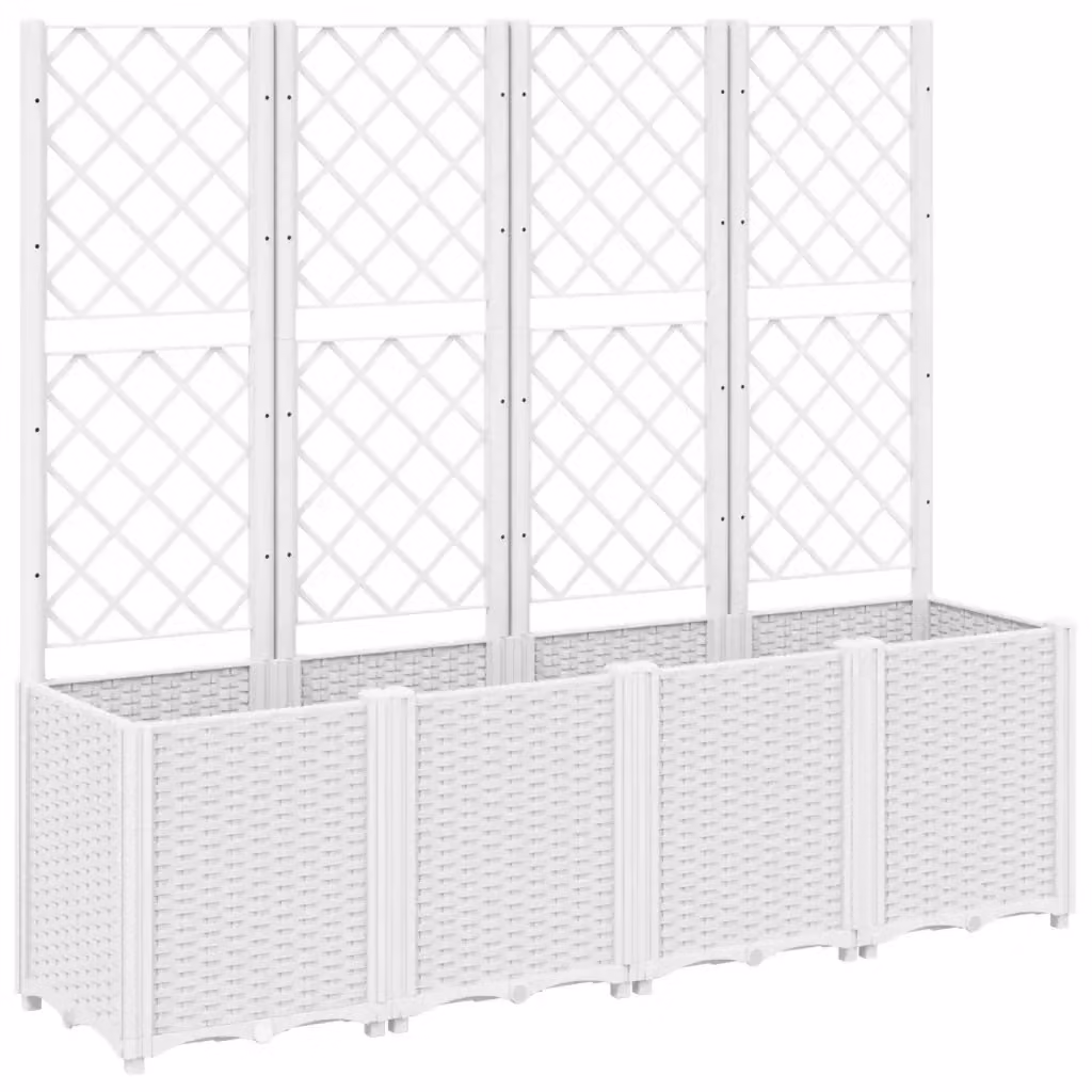 Fioriera da giardino con traliccio vidaXL in plastica bianca L 160 cm x P 40 cm x H 140 cm – 2