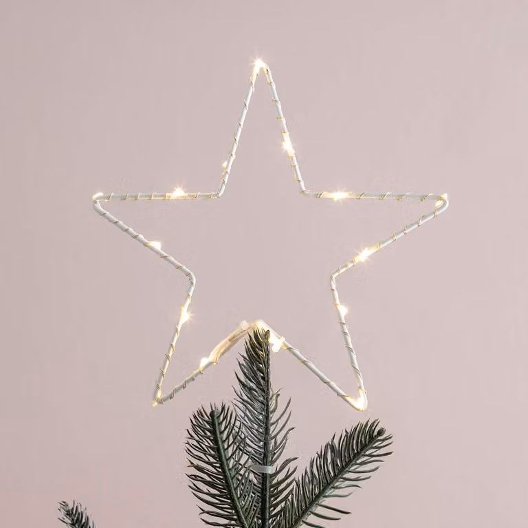 Decorazione luminosa a LED per l'albero di Natale, colore bianco caldo, 20 cm, con timer