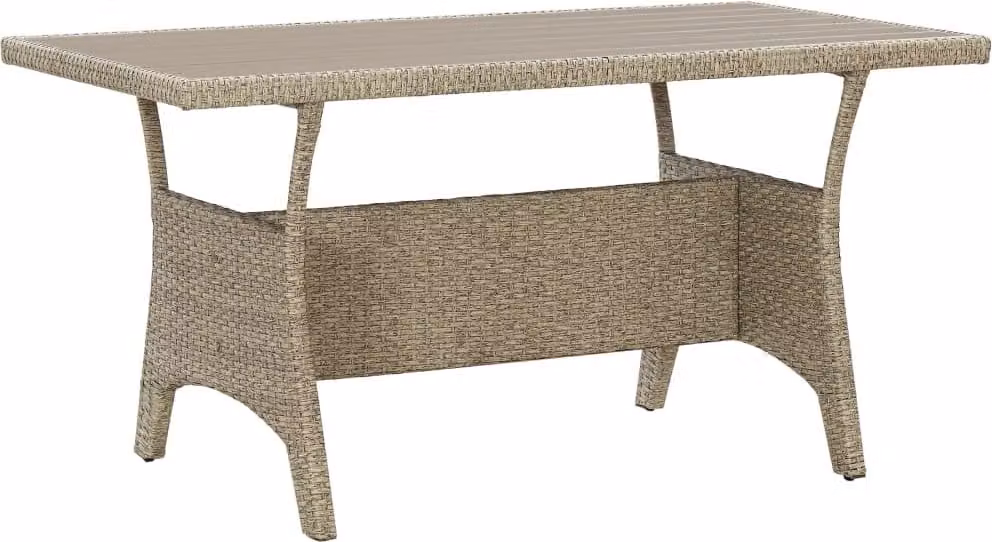 The Living Store tavolo da giardino grigio 120x70x66 cm in poly rattan