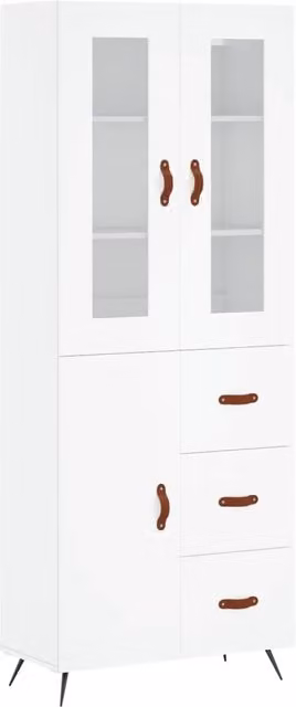 Buffet credenza con cassetti e ante per cucina e soggiorno, bianco opaco, H 69,5 x L 180 x P 34 cm