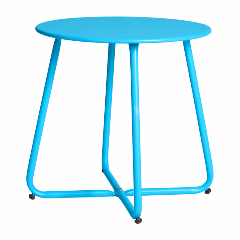 Homestyle4u Tavolino da giardino Tavolino in metallo blu Tavola di stoccaggio per interni all'aperto