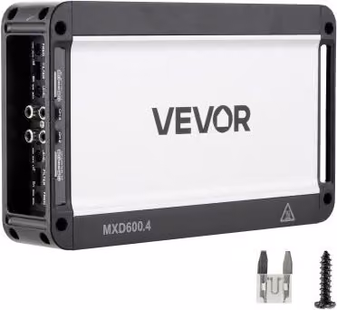VEVOR Amplificatore Audio per Auto a 4 Canali Classe D Nero, Potenza max 4x420 W a 4 Ohm / 4x600 W a 2 Ohm, Banda 15 Hz-30 kHz