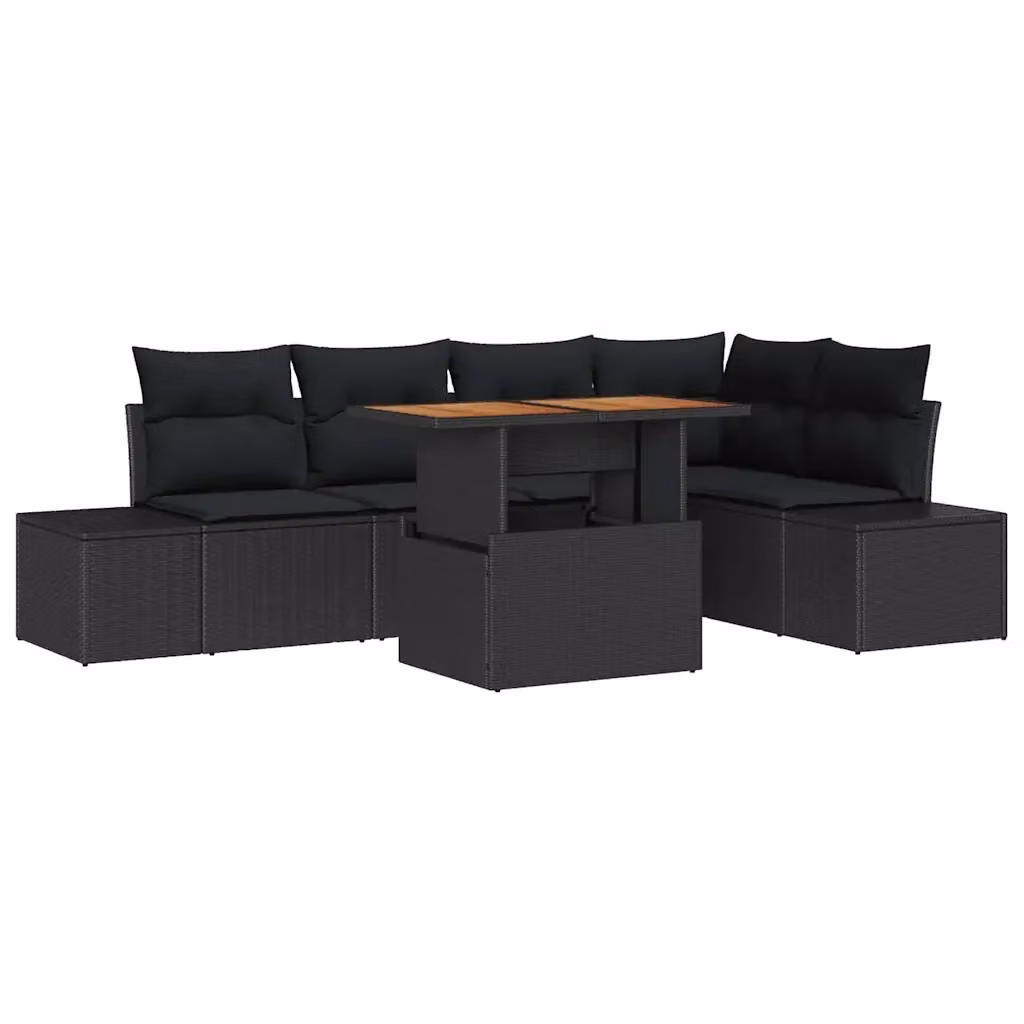 Set da pranzo da giardino moderno vidaXL in legno di acacia con 6 sedute, colore nero e marrone – 2