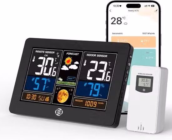 Stazione meteorologica digitale per interni ed esterni - Idrometro - Termometro - Digitale per interni ed esterni - Misuratore di umidità - Versione avanzata