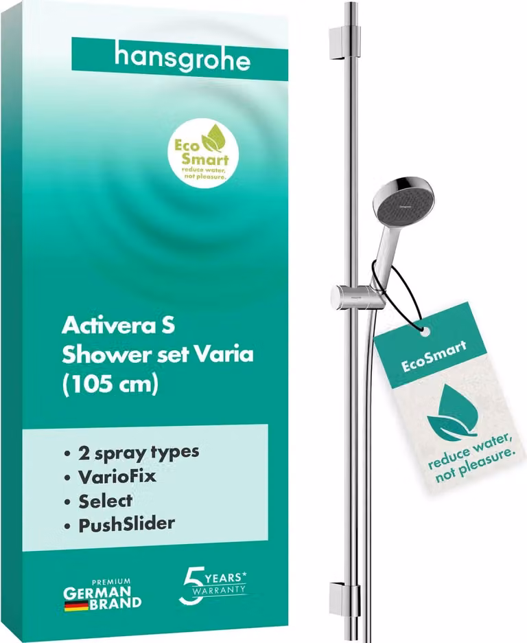 Set doccia hansgrohe Activera Select S 95, 2jet, EcoSmart, con asta doccia Varia 105 cm, cromato, 1 pz.