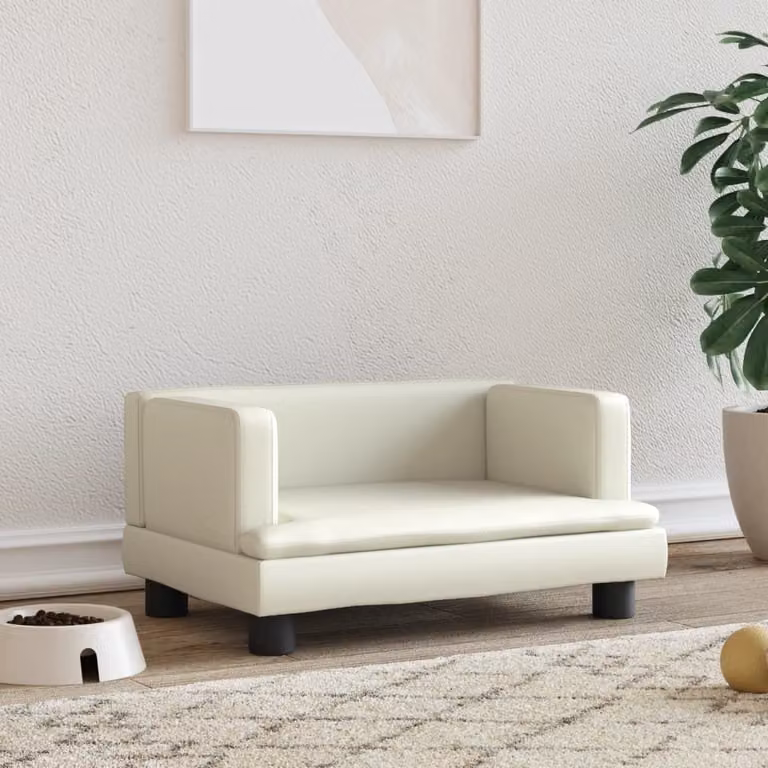 The Living Store Letto per cani Crema 60x40x30 cm in Pelle finta