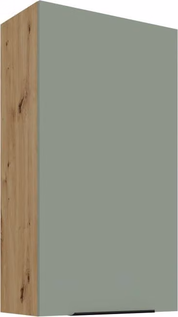 Mobile alto da cucina LUNARA - larghezza 60 cm, verde / rovere artigianale