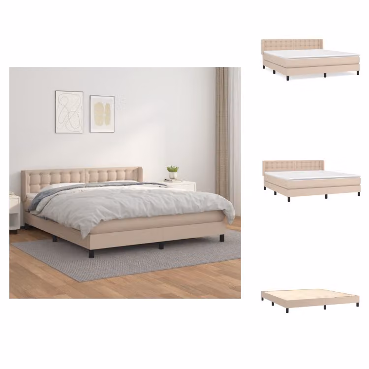 vidaXL Materasso per letto a molle insacchettate cappuccino-marrone 160x200 cm in Pelle finta - Letti e strutture letto