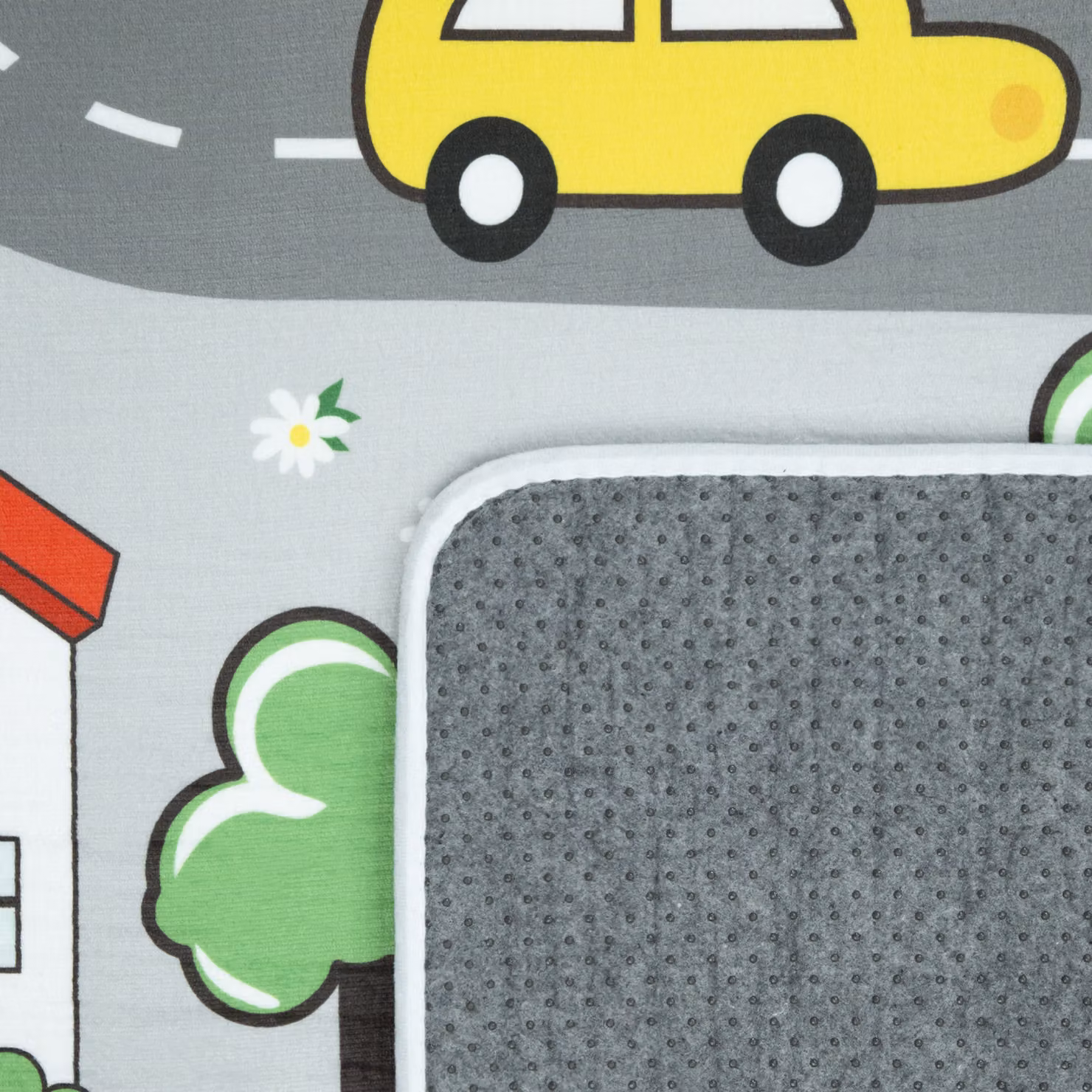 Tappeto rotondo Chiko per bambini lavabile antiscivivente grigio e verde diametro: 150 cm – 2