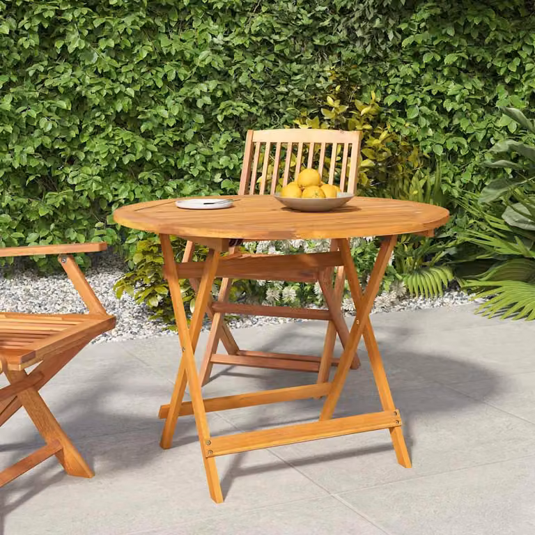 vidaXL Tavolo da Giardino Pieghevole in Legno di Acacia Marrone Ø 90 cm, H 75 cm
