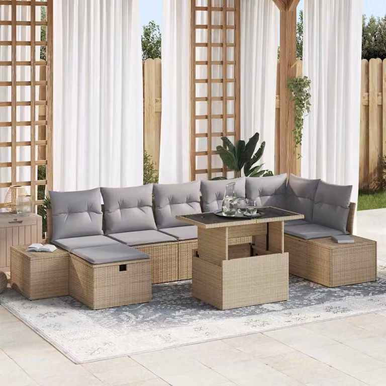 Maison Exclusive - Set da giardino composto da 8 pezzi, divano in rattan sintetico
