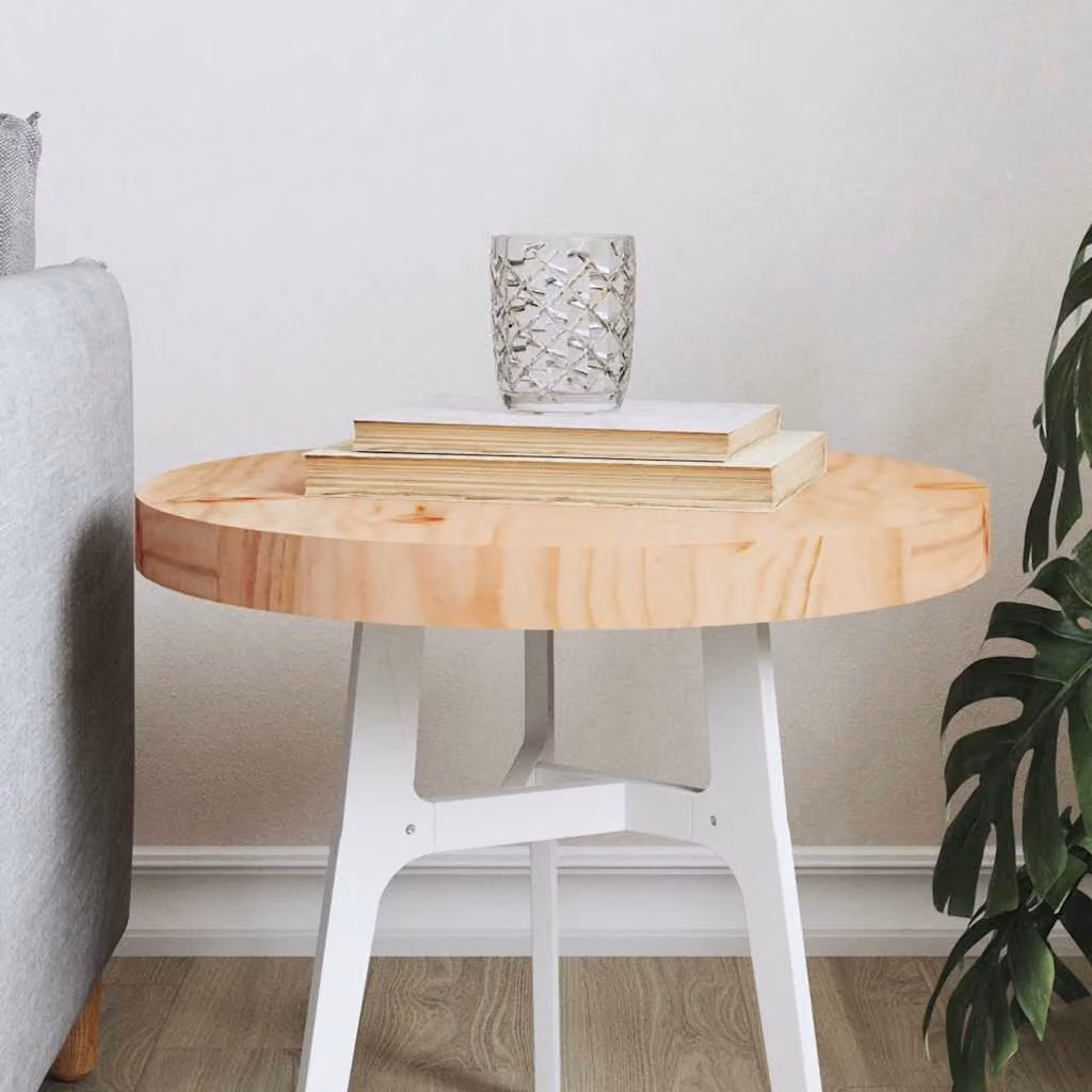 Piano Tavolo Rotondo in Legno Massello di Pino Marrone vidaXL, Diametro: 40 cm, Altezza: 3 cm