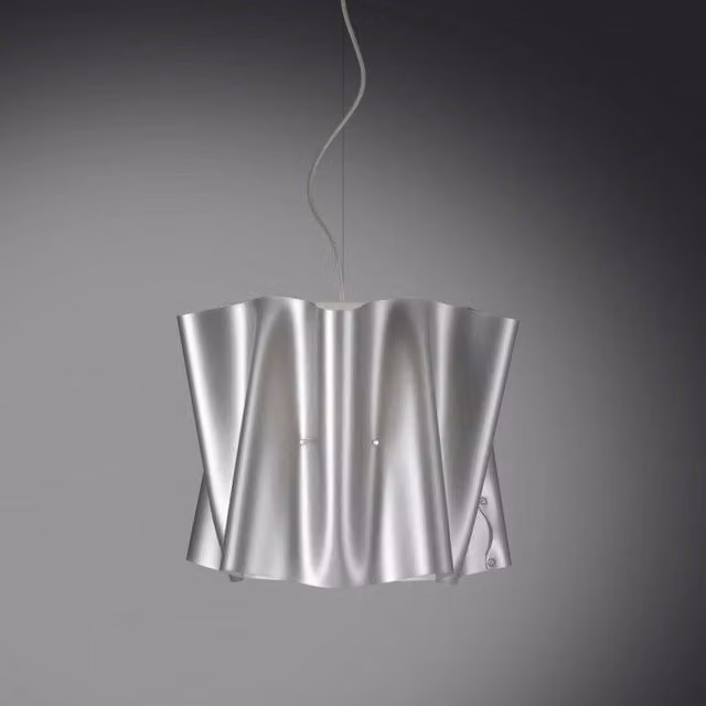 Lampadario a sospensione FOLIO IPERBRIKO argento con paralume in polilux diametro: 40 cm, Altezza: 37 cm