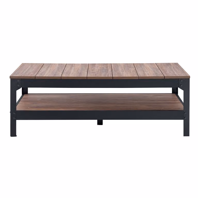 Calicosy - Tavolo basso in metallo nero e legno - L 117 cm