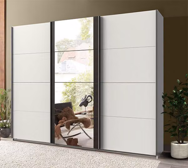 Armadio ad ante scorrevoli Bern 225cm in acciaio grezzo bianco