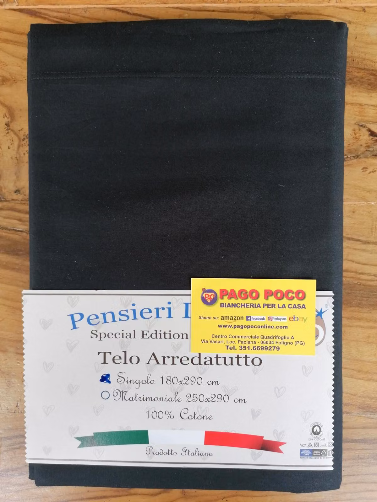 Coperta singola o matrimoniale, tinta unita, 100% cotone, colore nero