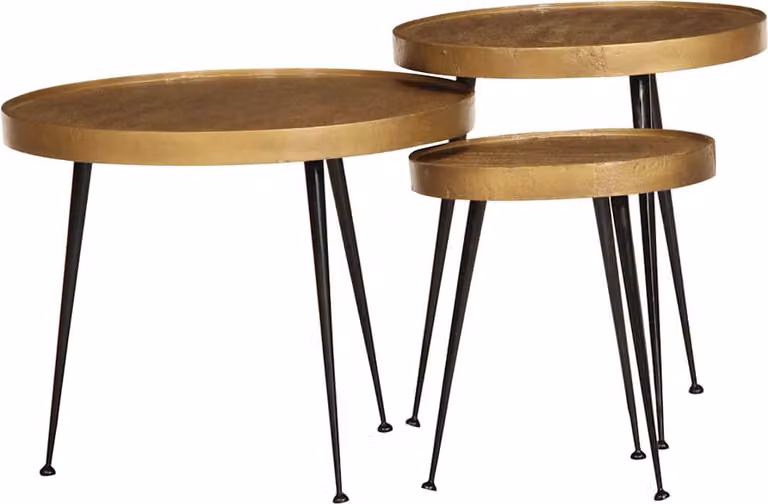 Maison Exclusive - Tavolino da salotto, set da 3 pezzi, in legno laminato dorato