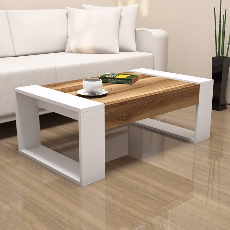 Skye Decor, Venüs - Walnut, White, tavolino da caffè, noce, 100 % MELAMIN COATED SLIPBOARD, 102 x 60 x 37,6 cm