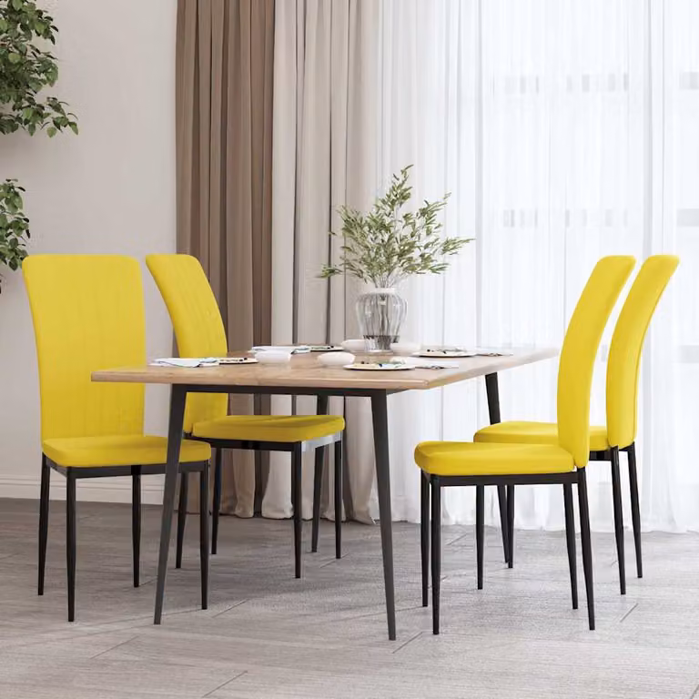 Set di 4 sedie da pranzo vidaXL in velluto giallo moderno per soggiorno e cucina
