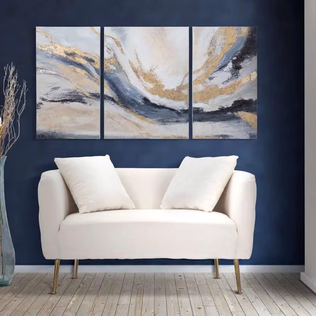 Dingle, Divano Fisso 2 Posti in Velluto Bianco con Dettagli Oro, L: 127 cm, P: 74 cm, H: 71 cm