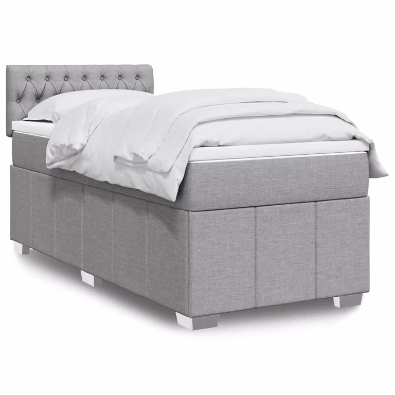 Giroletto a molle con materasso vidaXL in tessuto grigio chiaro, L: 100 cm, P: 200 cm